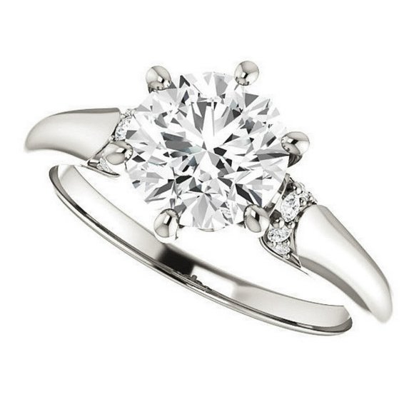 3.0Carat -9.0mm Round Moissanite Accented Engagement Ring - Picture 10 of 16